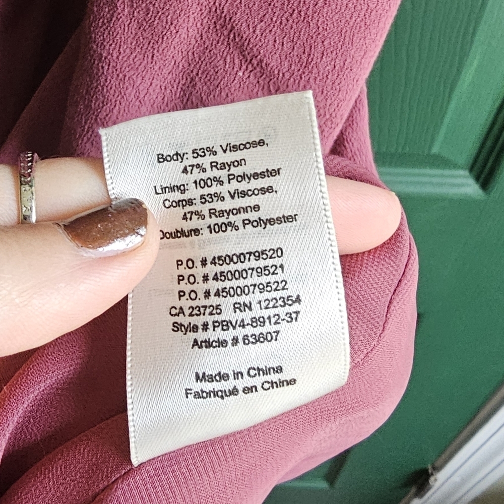 Aritzia Wilfred Free Cranberry Mauve Pink Ethere Mini Dress choker bow chiffon - Picture 5 of 6